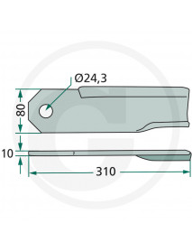 GRANIT Mulčovací nôž ľavý 80 x Ø24.3